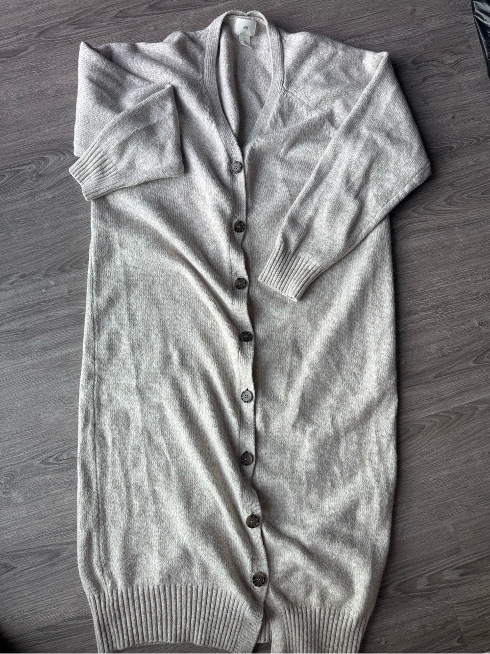 Cozy Extra Long Button-Front Women's Sweater Cardigan - Light Gray